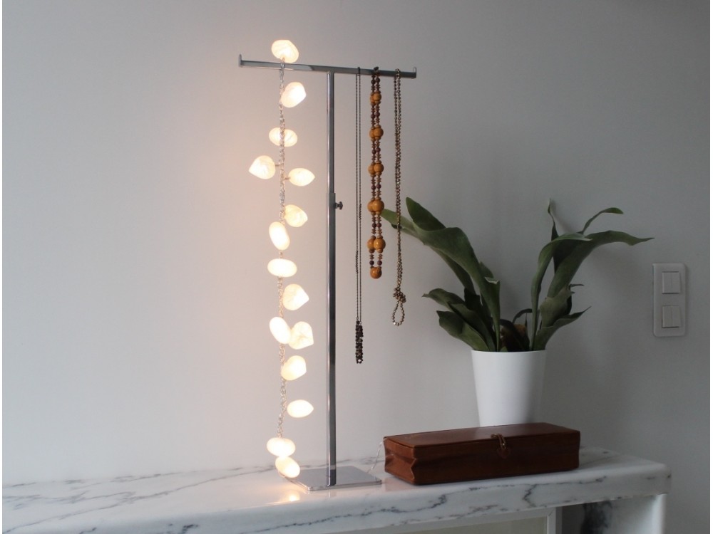 15 coeurs tissés lumineux prise USB LED blanc chaud