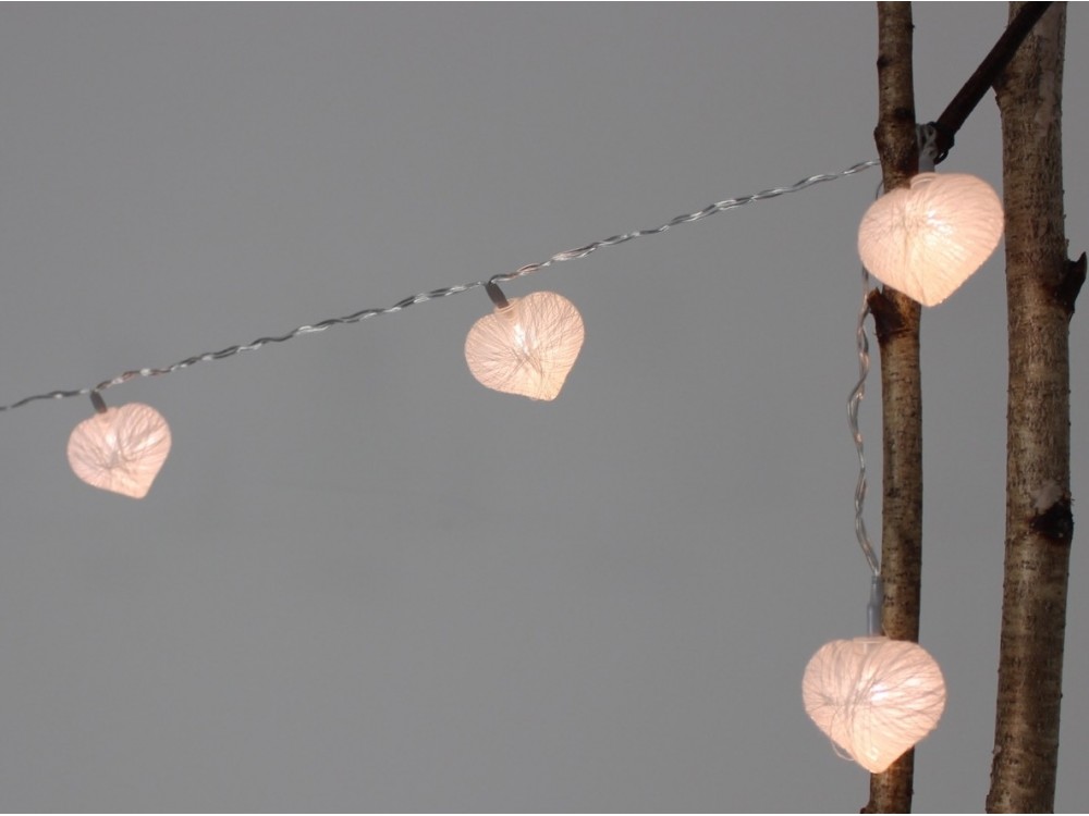 15 coeurs tissés lumineux elume usb LED blanc chaud