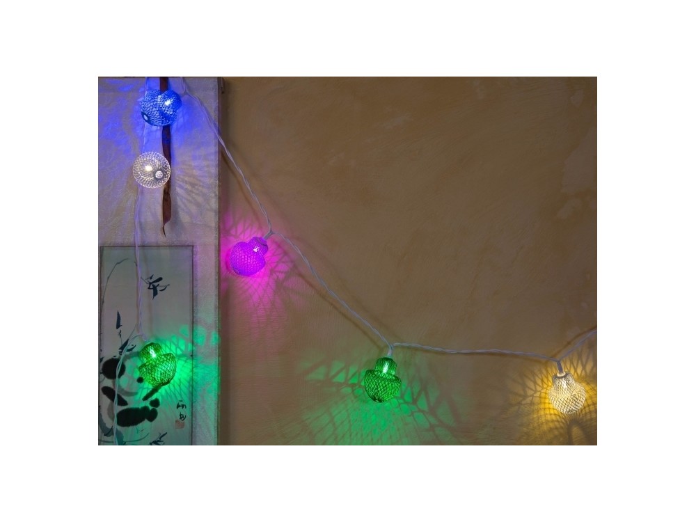15 décorations métalliques multicolores lumineuse pour intérieur prise USB longueur 2m10