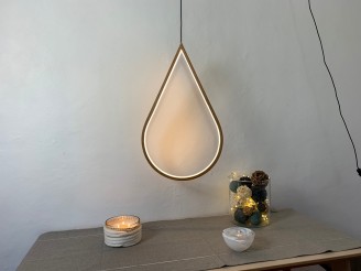 Drop - Motif lumineux en bambou H58cm, Néon Flex LED blanc chaud