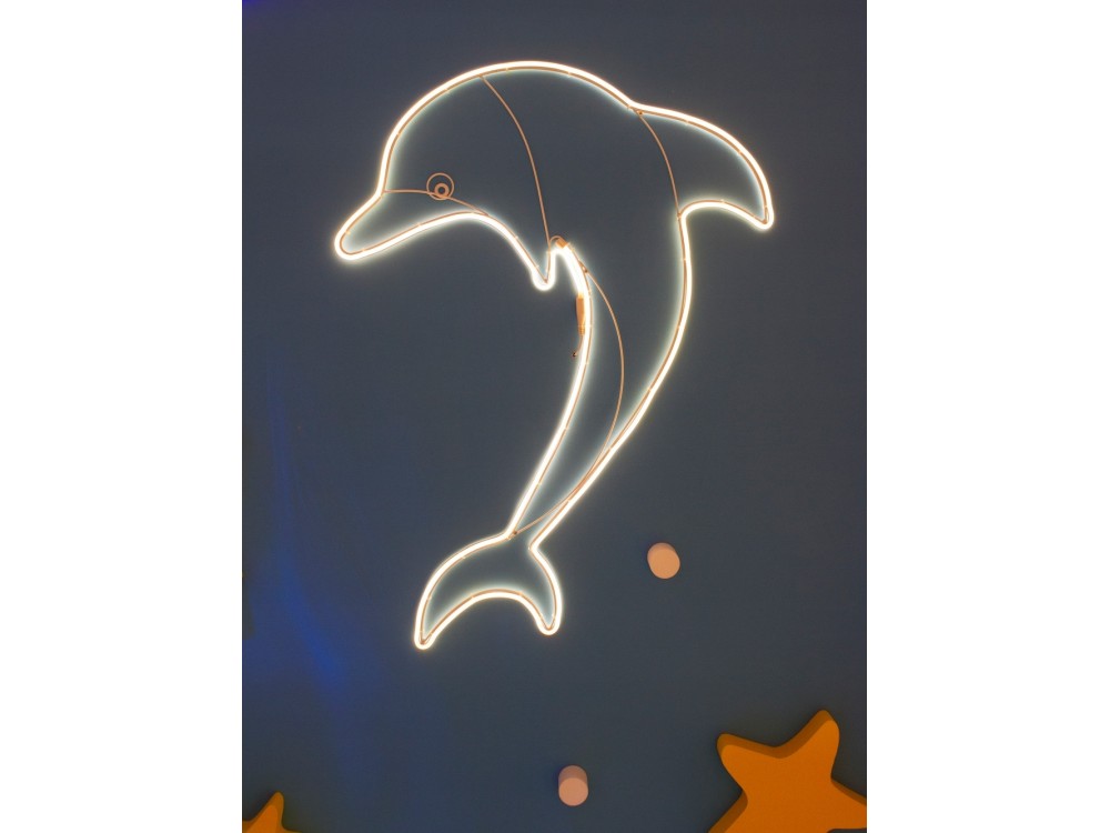 Dolphin - Décor lumineux pour extérieur 100 x 70 cm, Néon Flex LED blanc chaud
