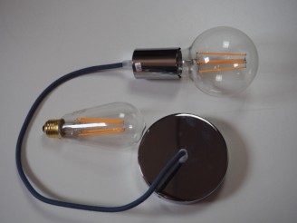 Creative - Suspension lumineuse câble tissu lin - Ampoule LED offerte
