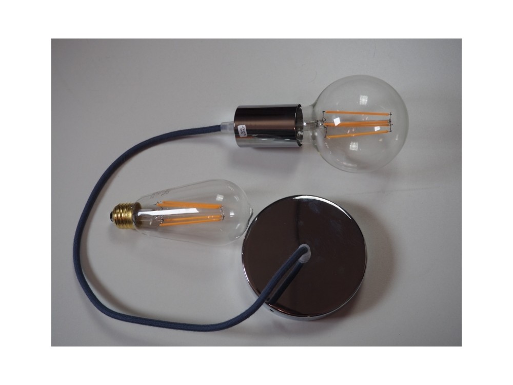 Creative - Suspension lumineuse câble tissu lin - Ampoule LED offerte