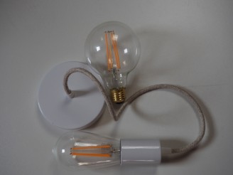 Creative - Suspension lumineuse câble tissu lin - Ampoule LED offerte