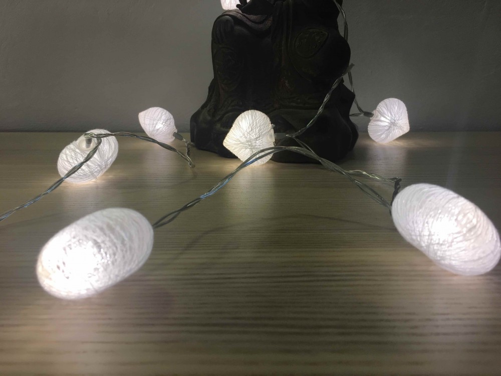 15 coeurs tissés lumineux prise USB LED blanc chaud