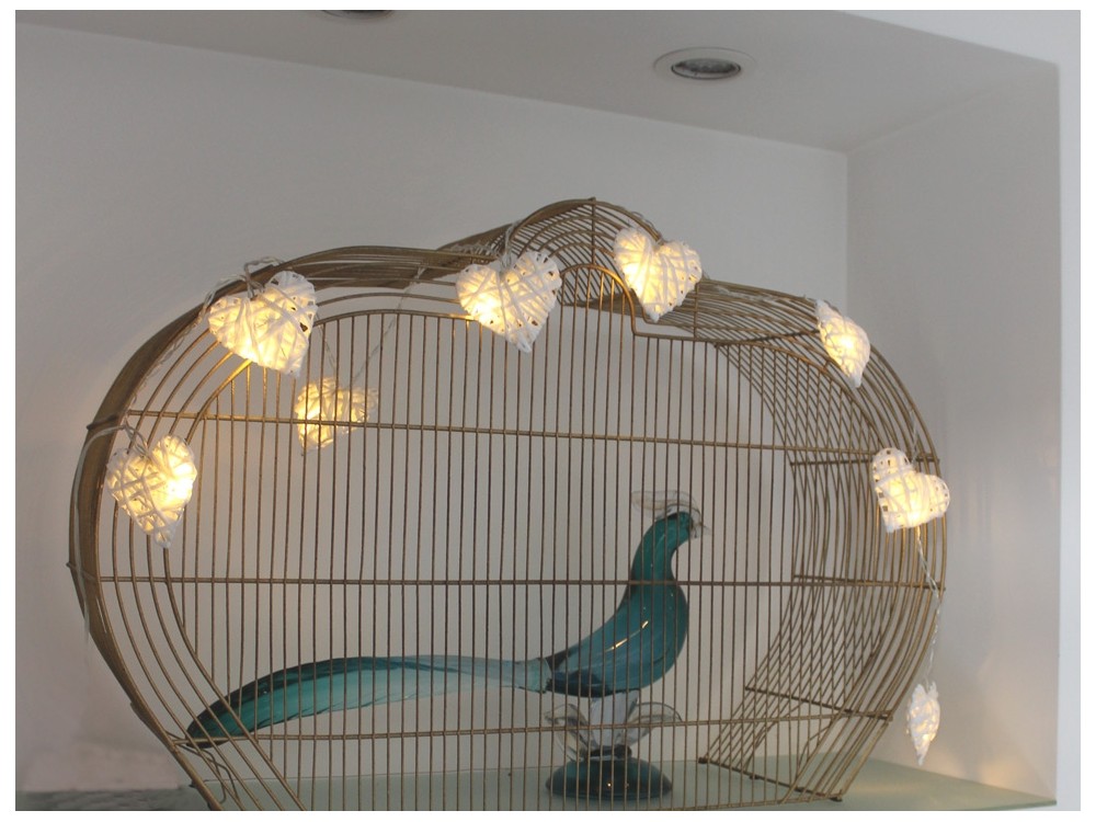 Guirlande lumineuse elume intérieur cœur raphia