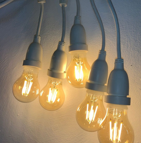 Guinguette lumineuse PRO à raccorder, tronçon de 5m, 8 douilles E27