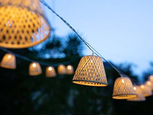 Guirlande lumineuse décorative longueur 3m, 12 Abat-jour bambou