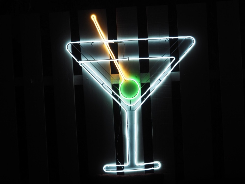 Décor lumineux Cocktail Martini 116cm Néon Flex LED blanc & blanc chaud