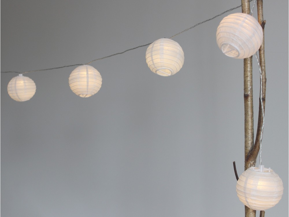 Guirlande lumineuse décorative intérieure 20 lanternes papiers 6m
