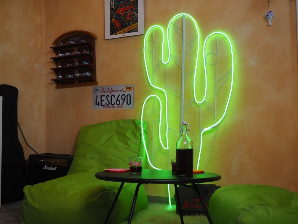 Motif lumineux extérieur Cactus H 120cm, Néon Flex Led vert