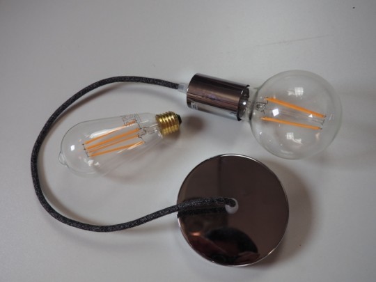 Suspension lumineuse douille E27 câble tissu